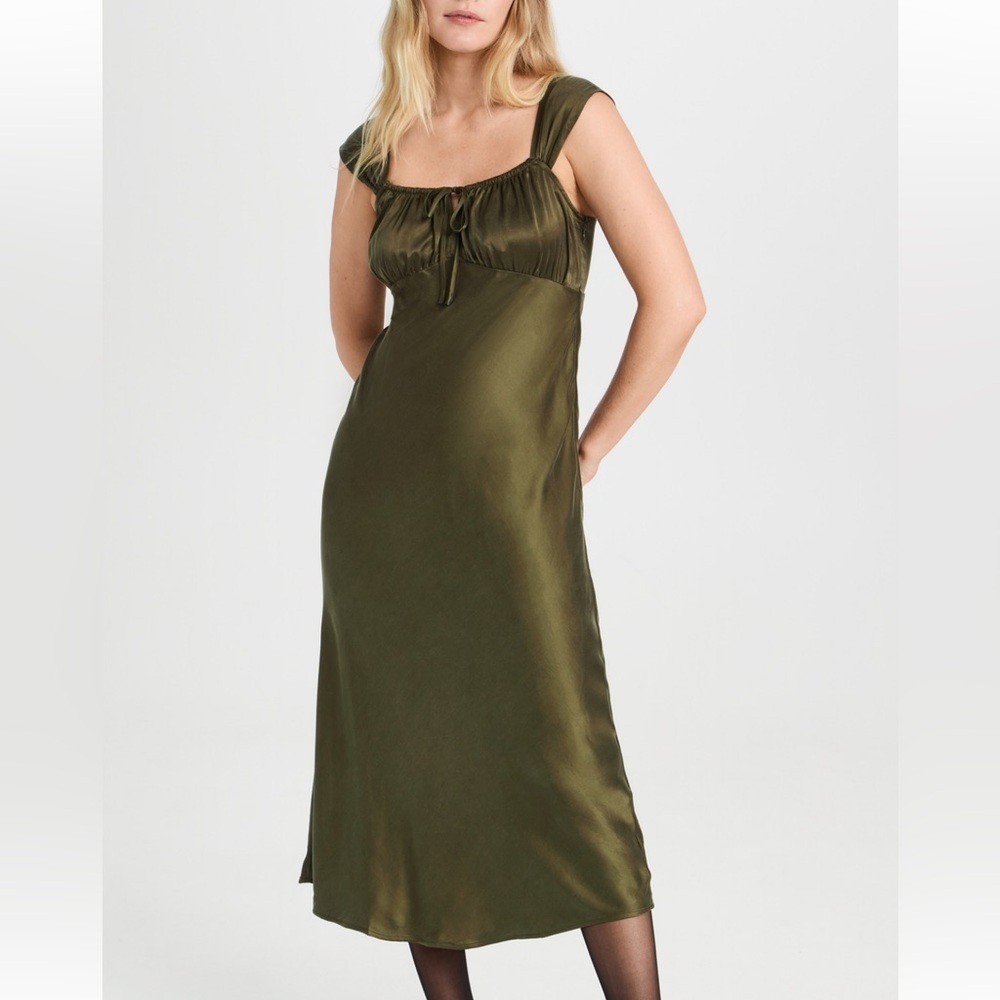 Madewell Square Neck Satin Midi Dress